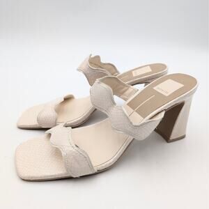 Dolce Vita Ilva Heel Sandal Women's Cream Embossed Leather Size US9.5 EU40